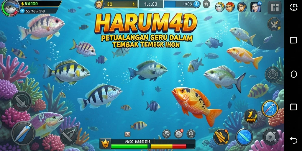Tampilan gameplay seru dalam HARUM4D Tembak Ikan.