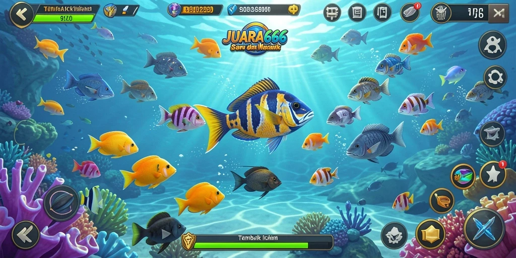 Screenshot JUARA666 menampilkan aksi menembak ikan yang seru.