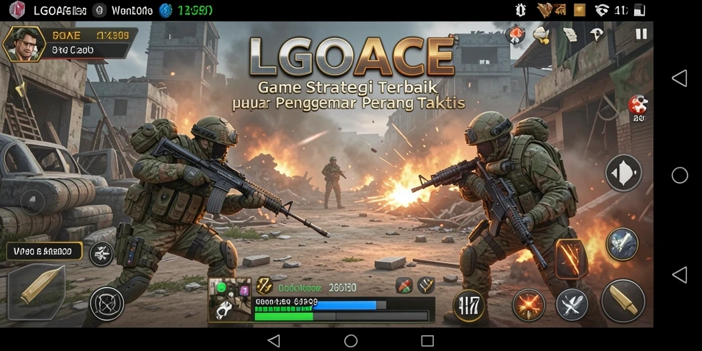 Screenshot gameplay LGOACE menampilkan pertempuran strategis yang intens.