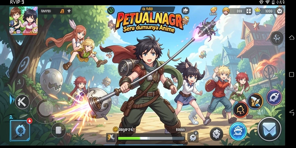 Tampilan gameplay menarik dari RVIP3 dengan karakter anime yang menawan.