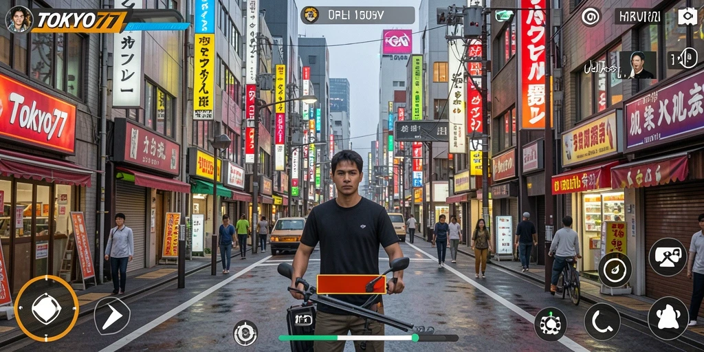 Tampilan gameplay mendalam dari TOKYO77 dengan interaksi yang kaya.